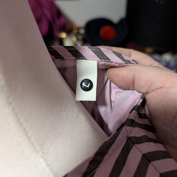 Pastel Pink And Grey Front Tie Puff Sleeve Top - Picture 4 of 5